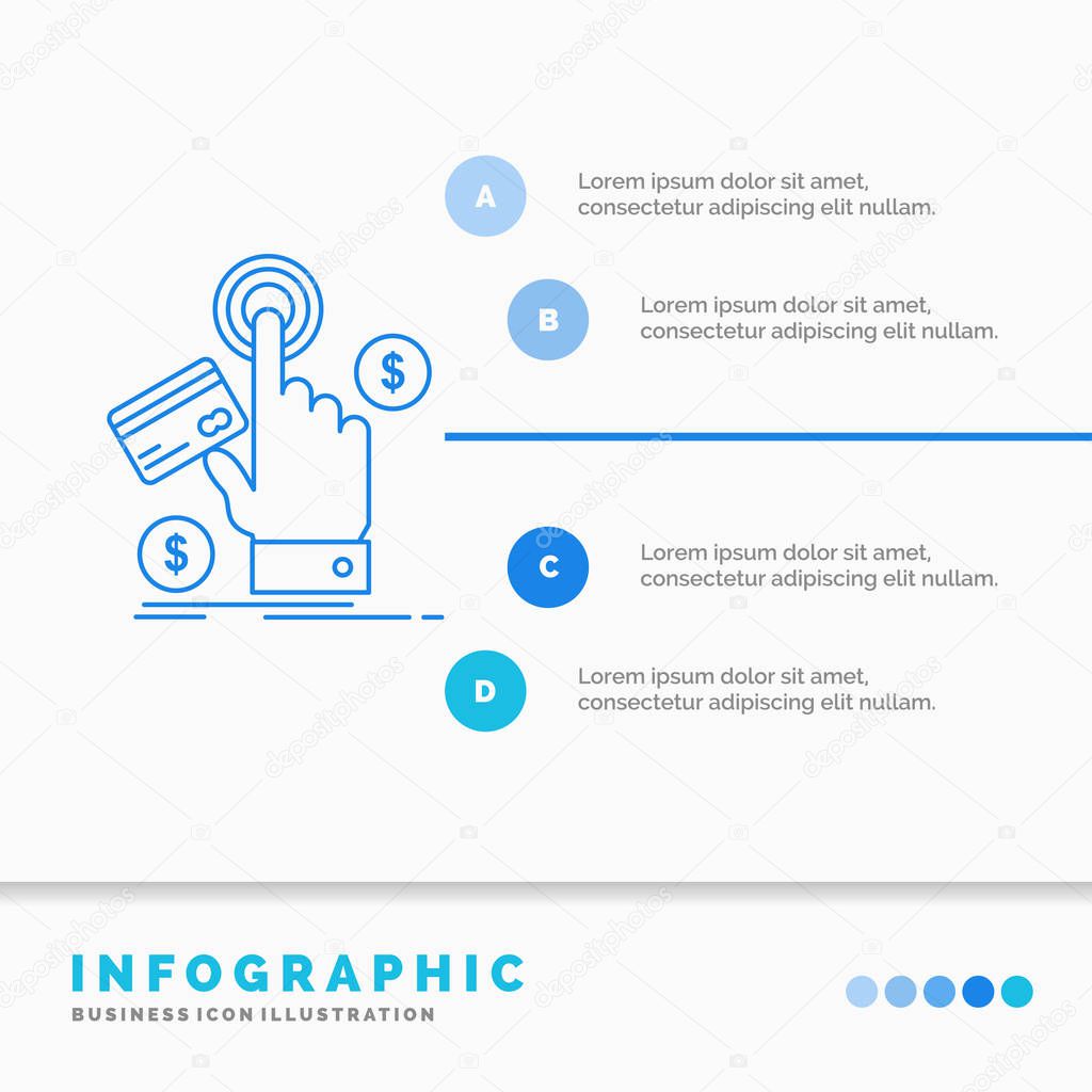 ppc, Click, pay, payment, web Infographics Template for Website and Presentation. Line Blue icon infographic style vector illustration