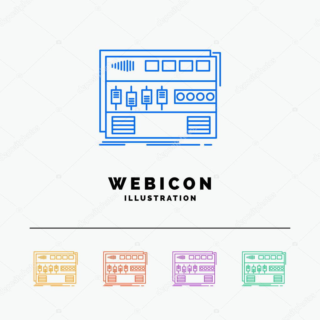 Audio, mastering, module, rackmount, sound 5 Color Line Web Icon Template isolated on white. Vector illustration