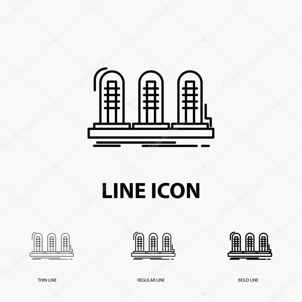 amplifier, analog, lamp, sound, tube Icon in Thin, Regular and Bold Line Style. Vector illustration