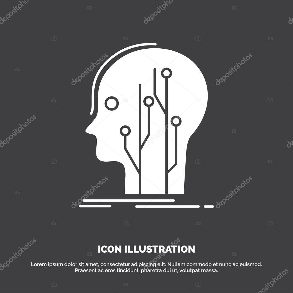 Data, head, human, knowledge, network Icon. glyph vector symbol for UI and UX, website or mobile application