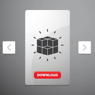 kutusu, labirent, puzzle, çözüm, rekreasyon Pagination Slider tasarımı ve kırmızı Download düğme simgesinde glif küp