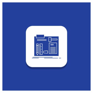 Yapı, yapı, DIY, mühendis, atölye glif simgesi için mavi yuvarlak düğmesi