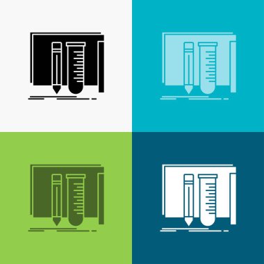 yapı, laboratuvar, ekipman, fab simgesi üzerinde çeşitli arka plan araçları. glif tarzı tasarım, Web ve uygulama Eps 10 vektör çizim için tasarlanmış