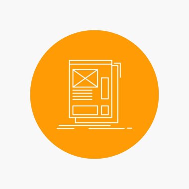 Tel, çerçeveleme, Web, düzen, geliştirme beyaz çizgisi simgesinde daire arka plan. vektör simge tasarlamak