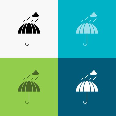 Şemsiye, kamp, yağmur, Emanet, simgesi üzerinde çeşitli arka plan hava. glif tarzı tasarım, Web ve uygulama Eps 10 vektör çizim için tasarlanmış