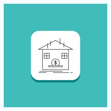 Yuvarlak düğmesi için mevduat, güvenli, tasarruf, para iadesi, satırı simgesi turkuaz arka plan banka