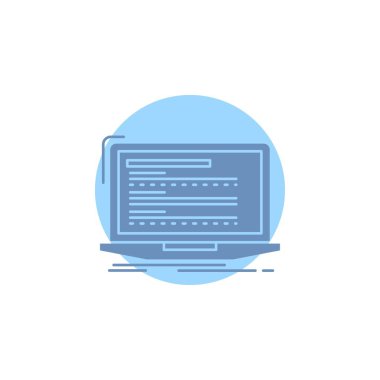 Kod, kodlama, bilgisayar, monoblok, dizüstü glif simgesi.