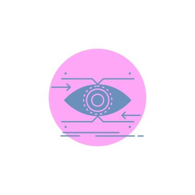 Dikkat, göz, odak, seyir, vizyon glif simgesi.