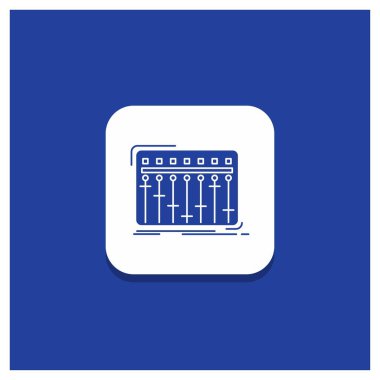 Konsol, dj, mikser, müzik, studio glif simgesini mavi yuvarlak düğmesi