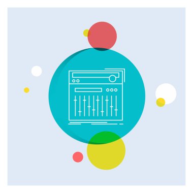 Denetim, denetleyicisi, MIDI, stüdyo, ses renkli daire arka plan beyaz satırı simgesi