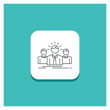 Düğme için iş, kariyer, çalışan, girişimci, yuvarlak lideri satırı simgesi turkuaz arka plan