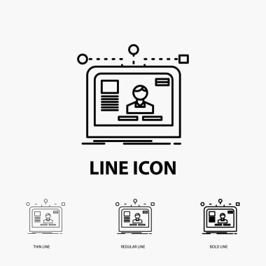 arayüzü, Web sitesi, Kullanıcı, düzen, tasarım kutsal kişilerin resmi içinde ince, düzenli ve kalın çizgi stili. Vektör çizim