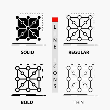 Data, framework, App, cluster, complex Icon in Thin, Regular, Bold Line and Glyph Style. Vector illustration
