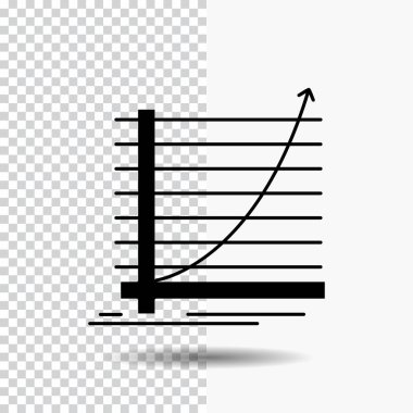 Ok, grafik, eğri, deneyim, hedef glif simgesini şeffaf arka plan üzerinde. Siyah simgesi