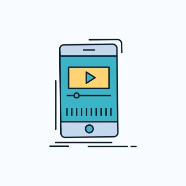 media, music, player, video, mobile Flat Icon. green and Yellow sign and symbols for website and Mobile appliation. vector illustration