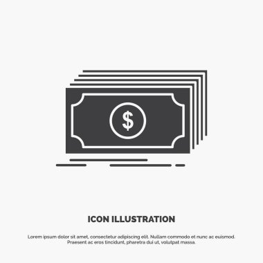 Nakit, dolar, ekonomi, para, para simgesi. glif vektör gri sembolü UI ve Ux, Web veya mobil uygulama