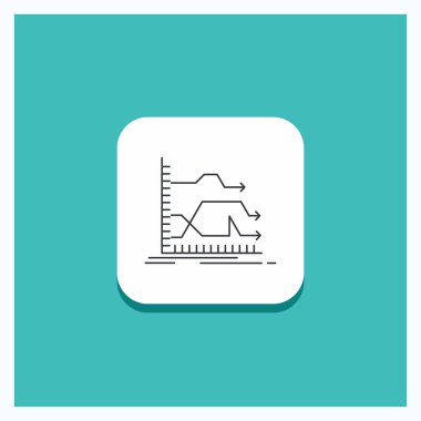 Düğme okları için yuvarlak ileri, grafik, pazarı, tahmin satırı simgesi turkuaz arka plan