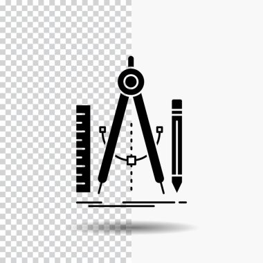 Yapı, tasarım, geometri, matematik, glif simgesini şeffaf arka plan üzerinde aracı. Siyah simgesi