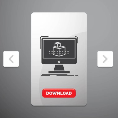 3d, küp, boyutlu, modelleme, Carousal Pagination Slider Design & Red Download Button'da glyph simgesi çizimi
