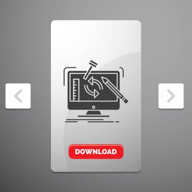 Mühendislik, proje, Araçlar, atölye, rekreasyon Pagination Slider tasarımı ve kırmızı Download düğme simgesinde glif işleme