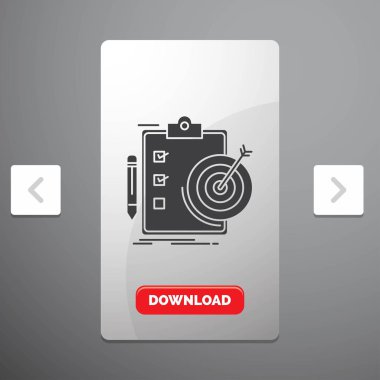 gol, rapor, analytics, hedef, başarı rekreasyon Pagination Slider tasarımı ve kırmızı Download düğme glif simgesini