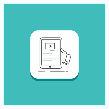 Forum, online, webinar için yuvarlak öğretici satırı simgesi turkuaz arka plan Semineri, düğme