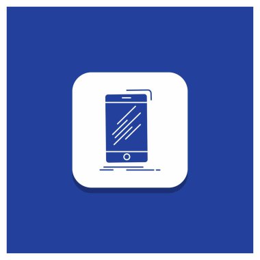 Mavi yuvarlak düğmesi için aygıt, telefon, telefon, smartphone, telefon glif simgesi