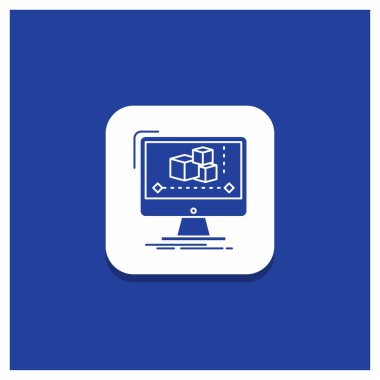 Animasyon, bilgisayar, Editör, monitör, yazılım glif simgesi mavi yuvarlak düğmesi