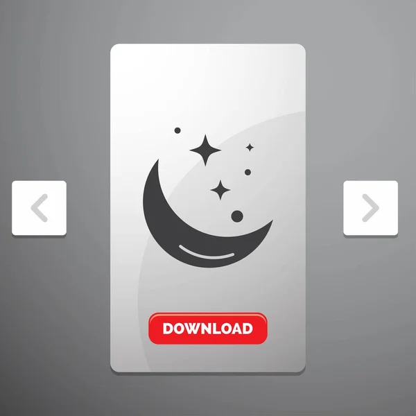 Moon, Night, star, weather, space Glyph Icon in Carousal Pagination Slider Design & Red Download Button