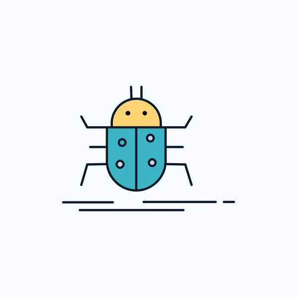 Bug Bugs Insect Testing Virus Flat Icon Signo Verde Amarillo — Vector de stock