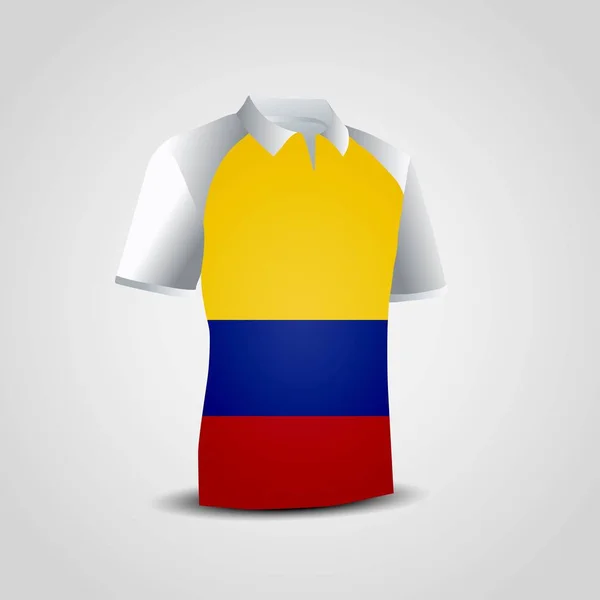 Colombia Camisas Bandera Diseño Vector — Vector de stock