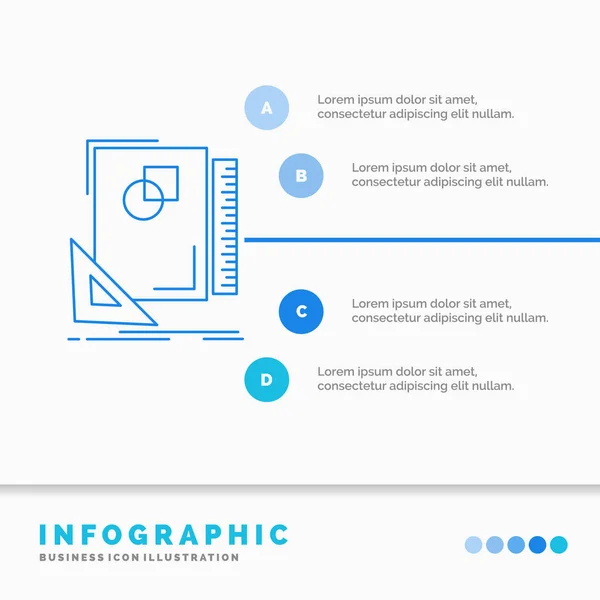 Design Layout Page Sketch Sketching Infographics Template Website Presentation Line — Stock Vector