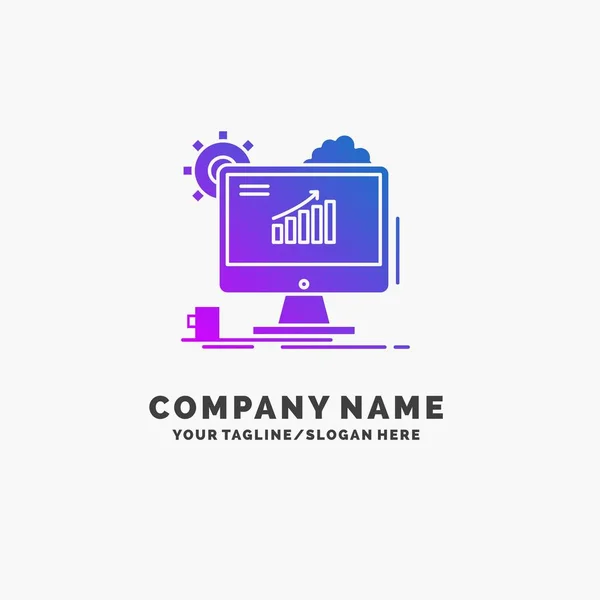 Analytics Chart Seo Web Setting Purple Business Logo Template Place — Stock Vector