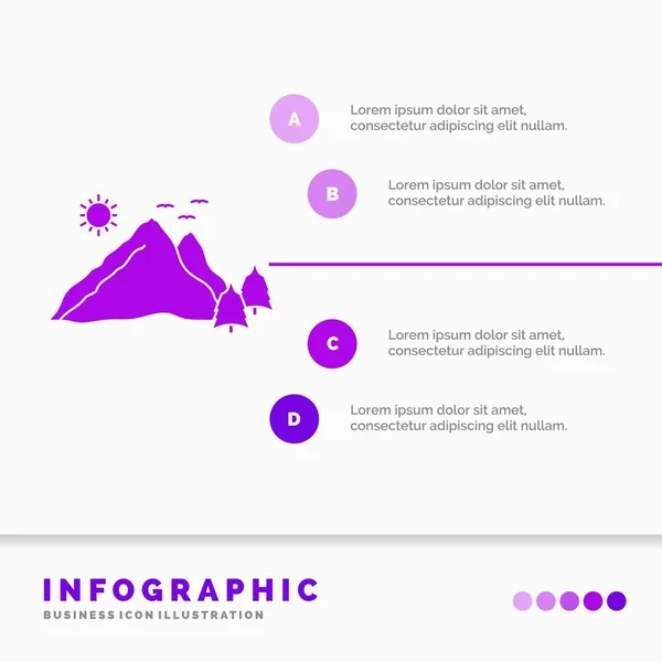 Krajobraz Hill Góry Natura Sceny Infografiki Szablon Dla Strony Internetowej — Wektor stockowy