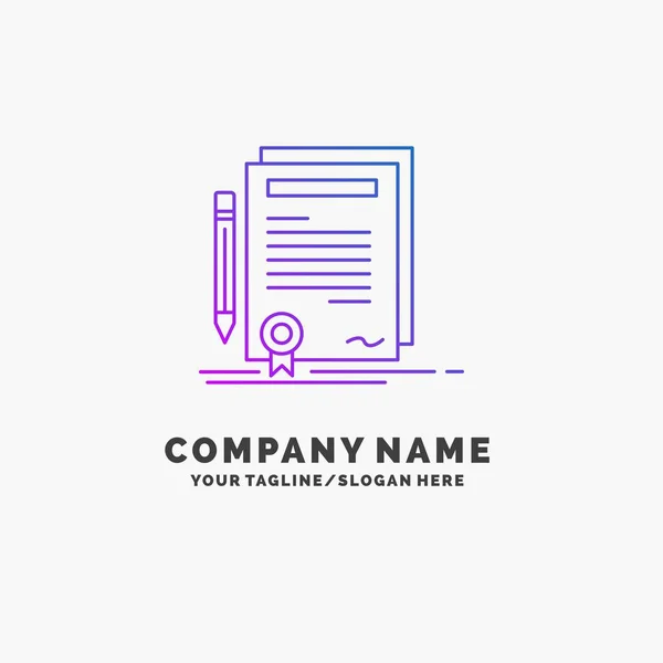 Business Certificato Contratto Laurea Documento Purple Business Logo Template Luogo — Vettoriale Stock