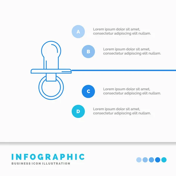 Nipple Baby Dummy Pacifier Kids Infographics Template Website Presentation Line — Stock Vector