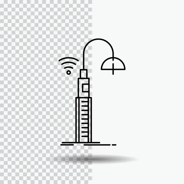 ライト Wifi スマート 技術透明の背景上の線のアイコン 黒いアイコン ベクトル図 — ストックベクタ