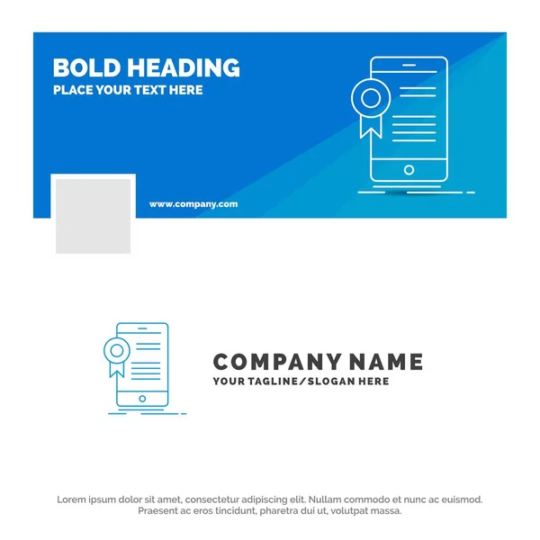 Blue Business Logo Template Para Certificado Certificación Aplicación Aplicación Aprobación — Vector de stock