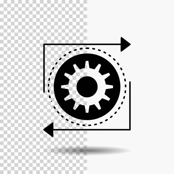 Business Gear Management Operation Process Glyph Icon Transparent Background Black — Stock Vector