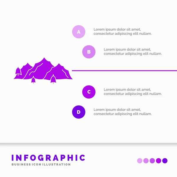 Fjell Landskap Natur Infografisk Mal Webside Presentasjon Glyph Purple Icon – stockvektor