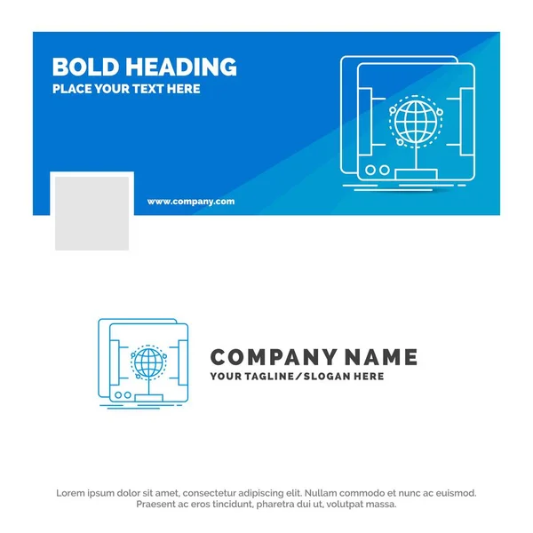 Blue Business Logo Template Dimensional Holographic Scan Scanner Facebook Timeline — Wektor stockowy