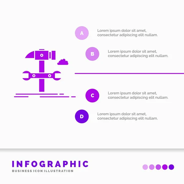 Bouw Engineering Hamer Reparatie Service Van Infographics Sjabloon Voor Website — Stockvector