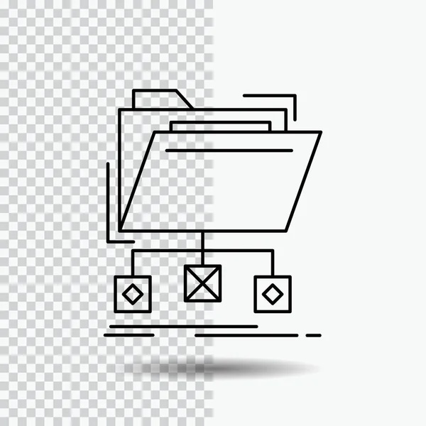 Резервное Копирование Данные Файлы Папки Значок Сетевой Линии Прозрачном Фоне — стоковый вектор