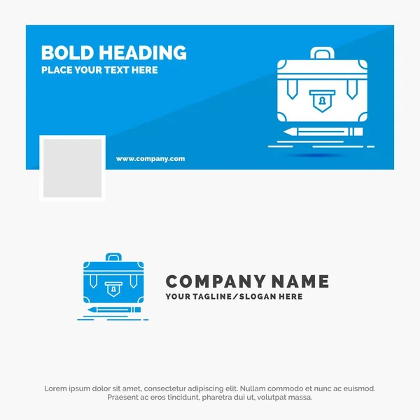 Blue Business Logo Template Briefcase Business Financial Management Portfolio Facebook — Stock Vector