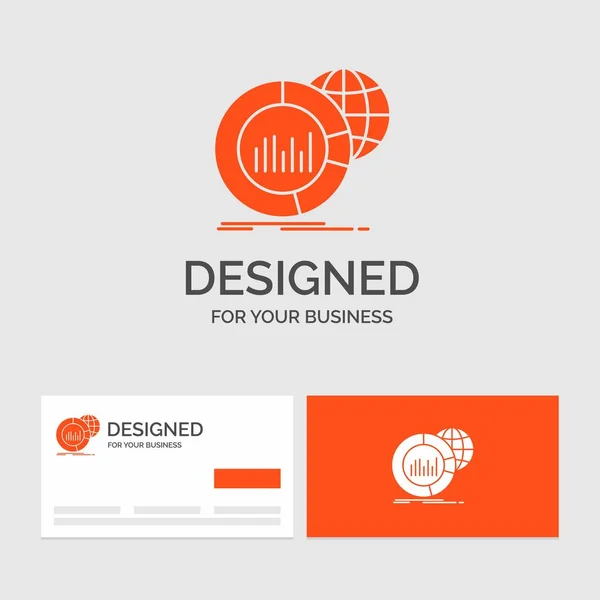 Business Logo Sjabloon Voor Big Grafiek Data Wereld Infographic Oranje — Stockvector