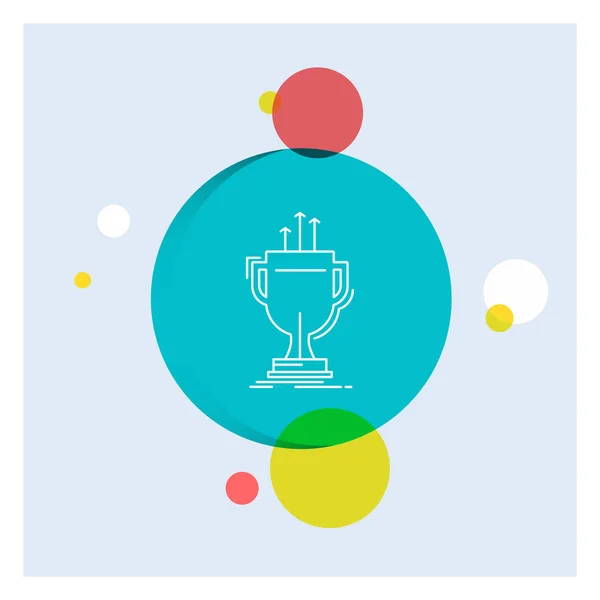 Award Konkurrenskraftiga Cup Edge Pris Vit Ikon Färgglada Cirkel Bakgrund — Stock vektor