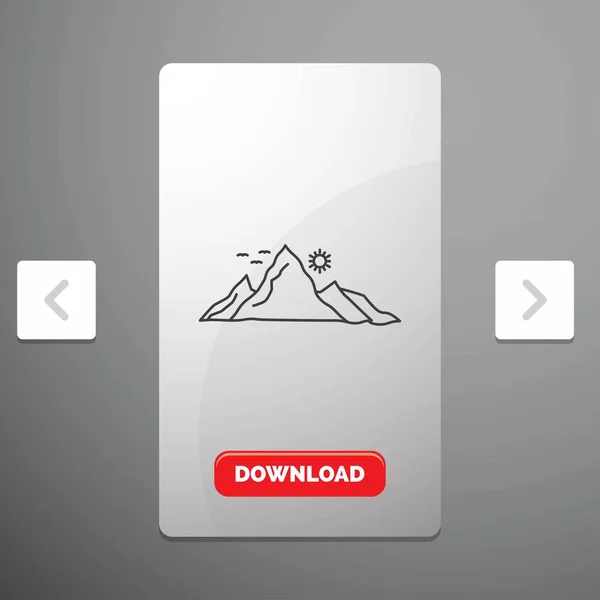 Гора Пейзаж Холм Природа Солнце Линия Икона Carousal Pagination Слайдер — стоковый вектор