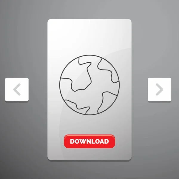 Erde Globus Welt Geographie Entdeckungszeilensymbol Karussell Schieberegler Design Roter Download — Stockvektor