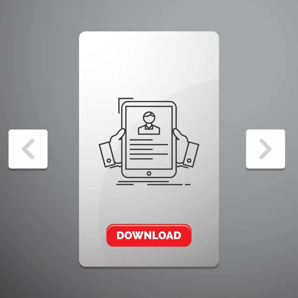 履歴書 プロファイル大酒盛り改ページ調整スライダー設計 赤いダウンロード ボタンで線のアイコン — ストックベクタ