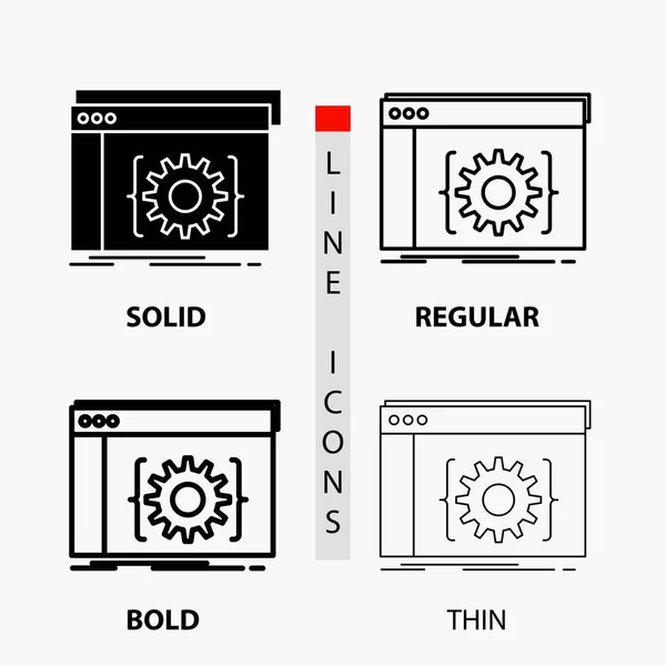 Api Aplicación Codificación Desarrollador Icono Software Thin Regular Bold Line — Vector de stock